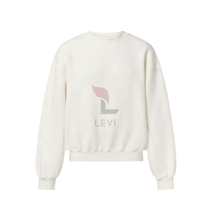 เสื้อสเวตเตอร์ของผู้ชายผ้าคอตตอนผสมโอเวอร์ไซส์พิมพ์โลโก้สีทึบแขนยาว - Product Image 1