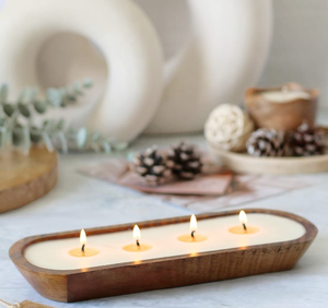 Portavelas de masa de madera Granja Cuenco tallado a mano de madera Soporte de vela Cuenco de masa de madera de calidad impresionante - Product Image 4