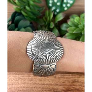 Dexter Martinez Old Pawn Sterling <b>Silver</b> Concho <b>Cuff</b> <b>Bracelet</b> Fashionable Accessory - Product Image 2
