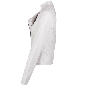 Femmes haut tendance personnalisé automne hiver vestes en cuir solide col tournant conception manches longues respirant doublure en Satin - Product Image 2