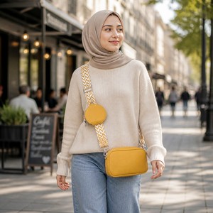 Sac bandoulière grande capacité pour femme, couleur unie, avec large sangle, nouveau style 2025, sac de banlieue décontracté - Product Image 2