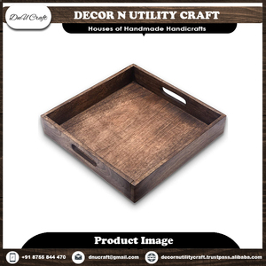 Bandeja DE SERVICIO DE MADERA Sheesham India hecha a mano, estilo único de lujo con asa, bandeja de cocina de tamaño personalizado, venta de servicio de alimentos para uso doméstico - Product Image 2