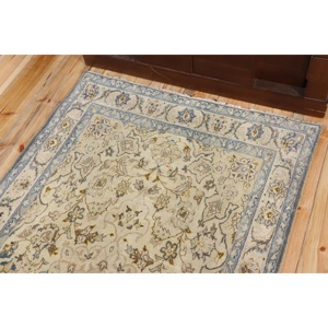 Tapis d'appoint vintage 3,37x5,7 pieds, tapis persan en laine bleu turc - Product Image 5