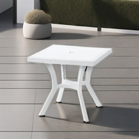 Table de repas extérieure italienne élégante de style moderne, écologique, résistante aux UV, aux intempéries, en plastique PP tressé imitation rotin, pour écoles et parcs