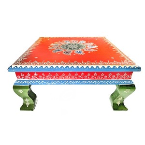 โต๊ะน้ำชาทำจากไม้ทาสีด้วยมือของชาวอินเดียสำหรับตกแต่งบ้านสำนักงานห้องนั่งเล่นห้องนอนใช้งานกลางแจ้ง - Product Image 1