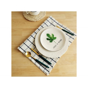 Solid <b>Checked</b> Black Dining <b>Table</b> Mat Linen Placemat 32x45cm Soft Lightweight OEKO TEX Certified India Export Oriented Product - Product Image 1