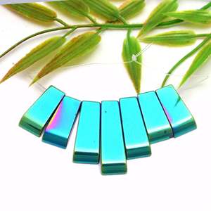 Chaîne de perles d'hématite naturelles graduées, turquoise rectangulaire Chakralume pour la fabrication de bijoux, vente en gros, approvisionnement en vrac - Product Image 2