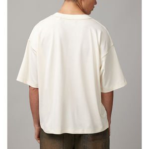 เสื้อยืดผ้าหนาคุณภาพพรีเมียมสำหรับผู้ชาย น้ำหนัก 280 กรัม ทรงหลวม สไตล์สตรีทแวร์ ผลิตโดยโรงงานผู้ผลิตเสื้อผ้าแบบ OEM ขายส่ง - Product Image 2