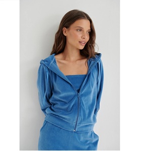 กํามะหยี่คุณภาพสูง Velour Hoodies สไตล์ถนนแฟชั่นที่ดีที่สุดสวมใส่ Hoodies ธรรมดาสลิมฟิตแฟชั่นสวมเสื้อผ้า - Product Image 2