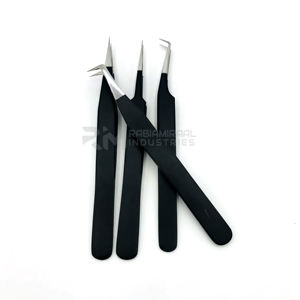 RMI Produit de vente chaud Pointe en argent de qualité professionnelle et pince à épiler en acier inoxydable enduite de poudre noire - Product Image 4