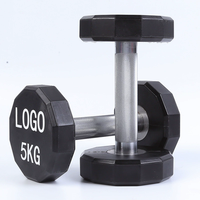 Equipo de Gimnasio al por Mayor de Fábrica, Mancuernas de Goma de 12 Lados de 5 kg para Entrenamiento Muscular, Set de Equipo de Ejercicio para Gimnasio y Hogar