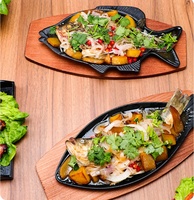 Plancha en fonte de qualité restaurant en forme de poisson - pour barbecue de poisson, steak, usage commercial
