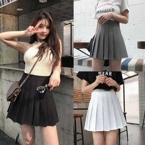 Gran oferta, venta al por mayor, moda para mujer, línea A, cremallera lateral, cintura alta, liso, Mini Falda plisada negra, faldas cortas para niñas con pantalones - Product Image 2