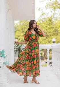 ชุดเดรสคลุมเข่าทำจากผ้าฝ้ายงานแฮนด์เมดสไตล์อินเดียของขวัญแต่งงานชุดฮันนีมูนสำหรับเด็กผู้หญิงชุดเดรสสำหรับงานเลี้ยงวันเกิด - Product Image 3