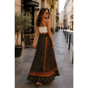 Jupe en coton Jaipuri à taille naturelle avec imprimé Neptol doux, tailles jusqu'à XXL - Product Image 5