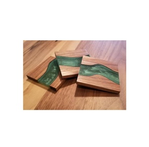 Posavasos de resina epoxi y madera, posavasos de mesa para té y café en casa de muy buena calidad, pieza hecha a mano de alta calidad por A.Z Handicrafts - Product Image 1