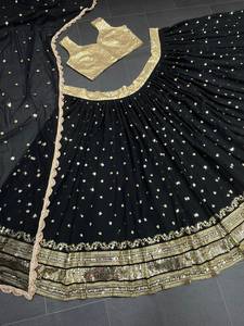 Presentación de nuevo hermoso diseñador boda Lehenga choli con bordado y trabajo de secuencia para mujeres, dama de honor Lehenga Choli - Product Image 4