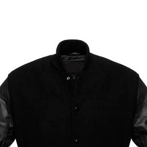 Chaquetas universitarias negras puras de alta calidad para hombre Chaqueta universitaria Letterman escolar de material de lana y cuero - Product Image 3