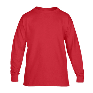 Alta calidad liso manga larga ajuste Regular algodón sensación transpirable antiarrugas cuello redondo Unisex ropa para jóvenes camisetas - Product Image 1