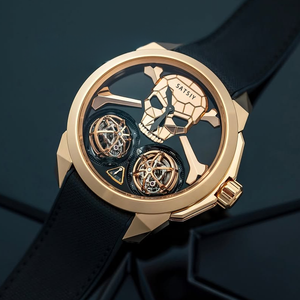 JACOB&amp;COA Limited Edition Skull <strong>Chronograph</strong> Plated <strong>Automatic</strong> Stainless Steel Case Genuine Leather Strap - Product Image 5