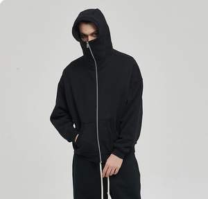 Sudadera personalizada con capucha lavada con enzima vintage envejecida y cremallera de cara completa para hombre Impresión digital lavada con ácido antiarrugas talla XL - Product Image 6