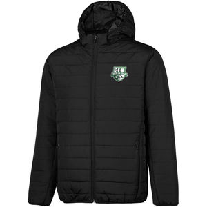 Chaqueta acolchada de plumón negra con estampado personalizado de alta calidad para invierno, a prueba de viento, calentada, talla XL, cuello con capucha, tela brillante de invierno OEM - Product Image 3