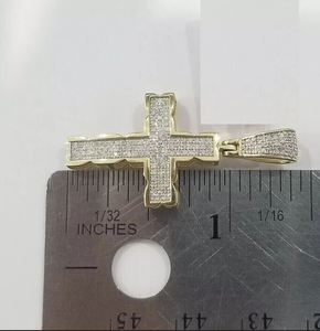Colgante de Cruz Clásica para Niños y Hombres, Chapado en Oro Amarillo de 18K, con Moissanita Tallada de 2 Piezas, Regalo Religioso Hindú de Lujo - Product Image 2