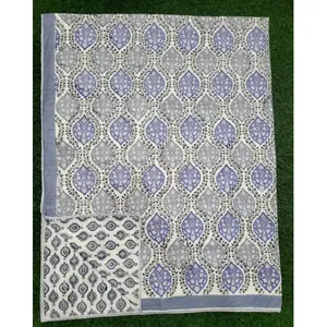 Mantas de Cama Reversibles de Algodón Blanco con Estampado a Mano, Marca Vinayakam Exports, Hechas en India, Relleno de Algodón Flalean - Product Image 5