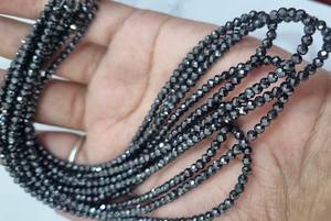 Cuentas de moissanita negra de 3mm, grado AAA, excelente corte, fabricación de cuentas de moissanita negra para collar de moissanita y joyería personalizada - Product Image 2