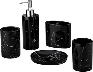 Ensembles de salle de bain en résine acrylique élégants et stylés, fabriqués à la main avec durabilité, décoration unique pour votre maison, décoration de salle de bain vibrante - Product Image 5