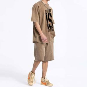 OEM Survêtement imprimé de sports d'été à manches courtes de haute qualité pour hommes vêtements de plage ensembles courts t-shirt avec short ensembles jumeaux - Product Image 3