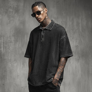 เสื้อโอเวอร์ไซส์ทรงหลวมสไตล์สตรีทสำหรับผู้ชาย ผ้าซักย้อมสีแบบ Acid Wash ระบายอากาศ แห้งเร็ว เหมาะสำหรับใส่ลำลองในฤดูร้อน - Product Image 3