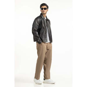 Veste en cuir d'agneau véritable décontractée avec col montant et fermeture éclair, taille XS, coupe classique pour la saison automnale - Product Image 6