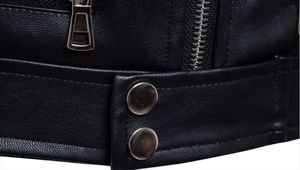 Wholesale New Design Causal <b>Vintage</b> <b>Leather</b> <b>Jacket</b> Coat Men Spring Outfit Design Motor Biker Pocket <b>Leather</b> <b>Jacket</b> Wholesale OEM - Product Image 4