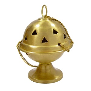 Brass <b>Moroccan</b> Agarwood Incense Burner Hand-made Eco-Friendly Religious Home <b>Decor</b> with Gold Finish - Product Image 1