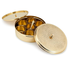 High Quality Brass spices Box Premium <b>Stainless</b> <b>Steel</b> Spices <b>Container</b> 12-Pieces Set Spice Box for Kitchen Used - Product Image 1
