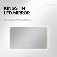 Kingtin Espejo Baño LED Inteligente | Espejo de Tocador Retroiluminado Sin Marco con Antivaho, 3 Colores, Hora