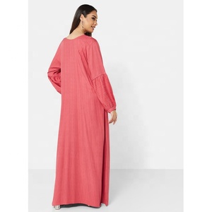 CLASSY LONG IMPRIMÉ ET BRODERIE AVEC MANCHES COMPLÈTES DESIGN ARABE KAFTAN JALABIYA ROBE - Product Image 6