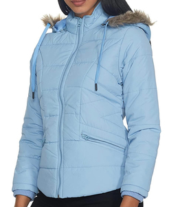 Chaqueta de invierno acolchada personalizable para mujer, Chaqueta corta de algodón con capucha, cierre de cremallera, ropa de abrigo acolchada de estilo sostenible - Product Image 3