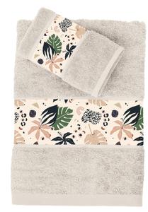 Serviette de bain imprimée avec bordure, ensemble de serviettes pour le visage et les mains, serviette de bain imprimée avec bordure, serviette imprimée multi-usage - Product Image 2