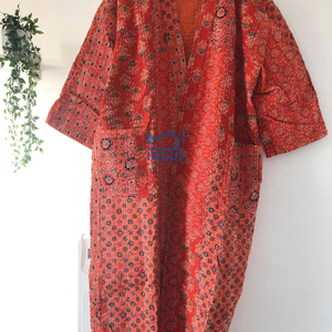 Albornoz indio Ajrak estampado de algodón estampado a mano Kantha estampado a mano Kimono de algodón estampado a mano Albornoz envolvente - Product Image 3