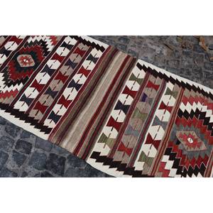 Classic Vintage Turkish <b>Wool</b> Kilim Rug Beige <b>Red</b> Patchwork Design 3.3 X 9.6 ft Rectangle Flat Weave Technique Latex for - Product Image 5
