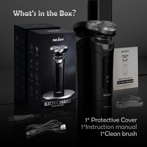 Rasoir électrique sans fil pour homme, étanche IPX7, tête flottante avec 54 lames, rasoir rotatif auto-affûtant, noir - Product Image 3