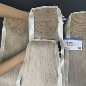 2024 Meilleure vente queue de cheval naturelle droite extensions de cheveux vietnamiens facile à appliquer blanc argent couleur cheveux - Product Image 3