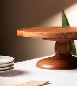 Soporte Moderno de Madera para Tartas, Base de Cúpula Lisa, Madera de Acacia Natural Hecha a Mano, Ecológico, Exhibidor de Postres para Fiestas y Hogar - Product Image 2