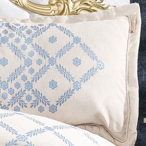 Toronto |   Ensemble de couette de massage moderne 6 pièces, taille King 260x240 cm, beige et bleu, luxe, toutes saisons - Product Image 3