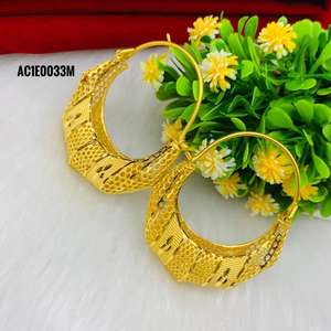 Pendientes chapados en oro de un gramo de moda, diseño bonito en forma de flor, joyería de latón elegante para fiestas, diseño en línea - Product Image 4