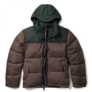 Men's High Quality <b>Black</b> Puffer Jacket for Cold Weather Stand Collar with Front Logo Winter Bubble Coat - Product Image 1