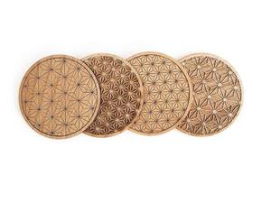 Dessous de verre en bois découpé au laser avec fleur géométrique Protection de table en bois naturel avec sous-verres pour décorations de table - Product Image 4