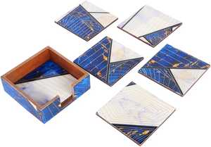 ชุดถาดรองน้ำชาไม้สำหรับตกแต่งบ้านจากผู้ผลิตอินเดียที่รองแก้วทำจากเรซิน - Product Image 2